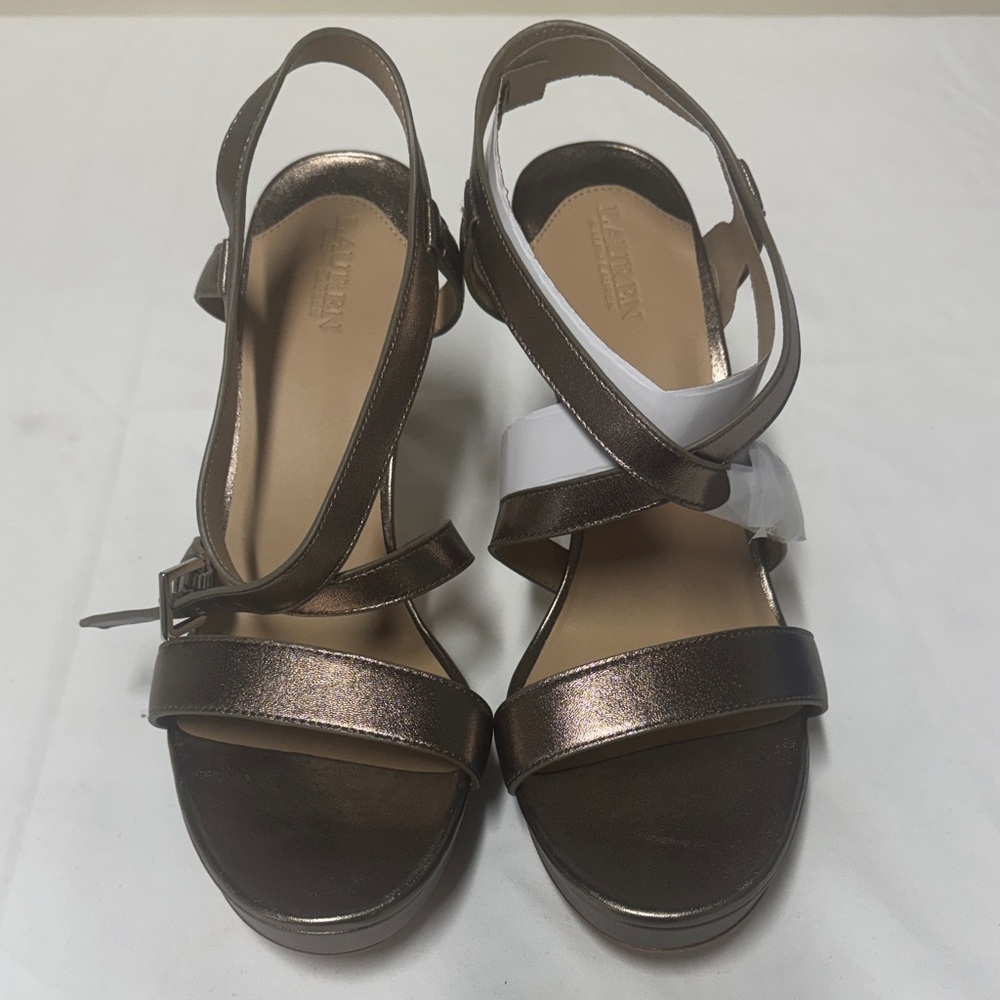 Ralph Lauren Double RL Bronze Strappy Sandals